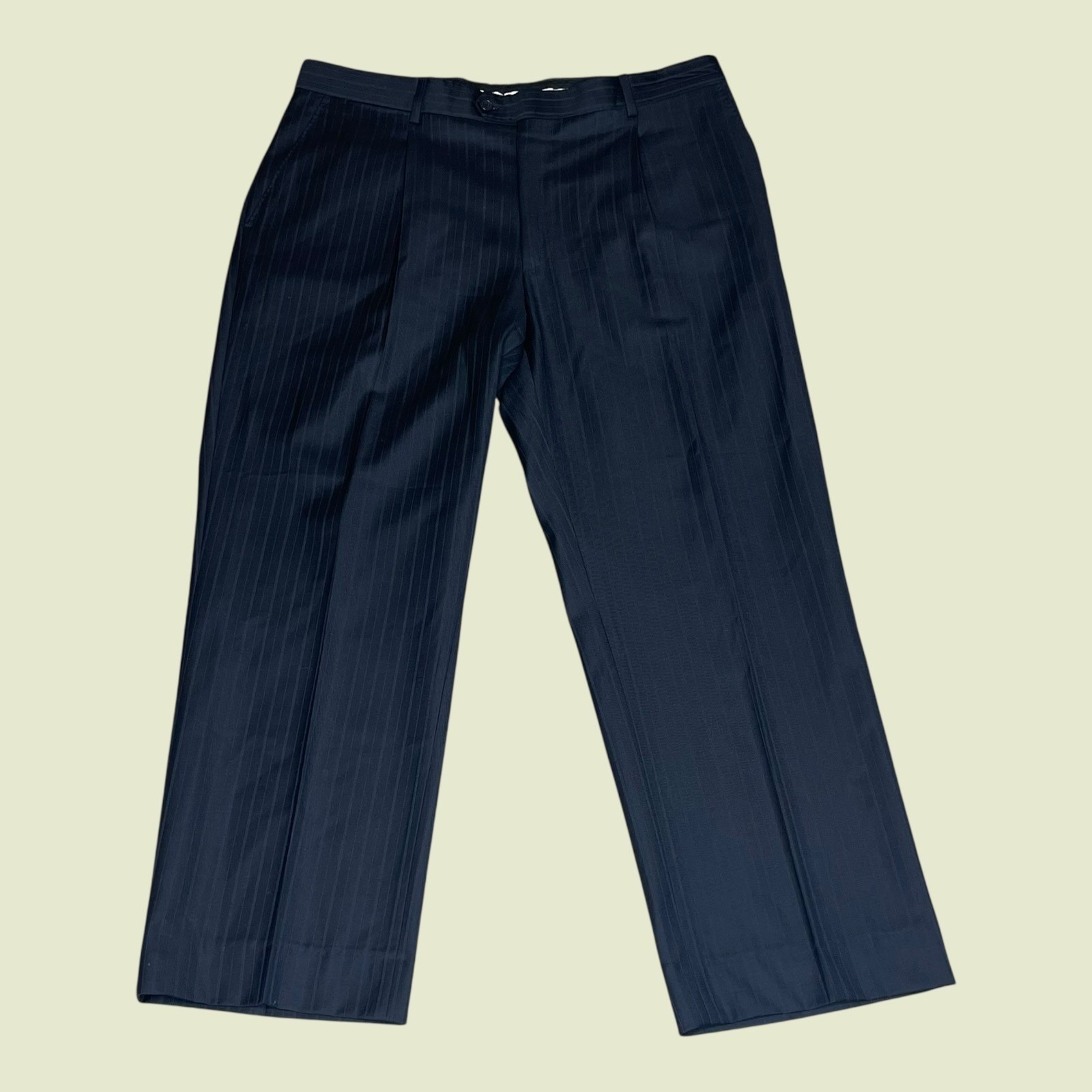 Yves Saint Laurent Pour Homme Super 120s Wool Pleated Striped Trousers W34xl27